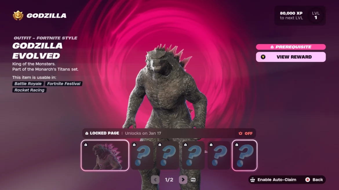 Fortnite Chapter 6 Season 1 Battle Pass – Godzilla Fortnite Chapter 6 Season 1 Battle Pass - Godzilla