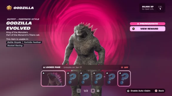 Fortnite Chapter 6 Season 1 Battle Pass - Godzilla